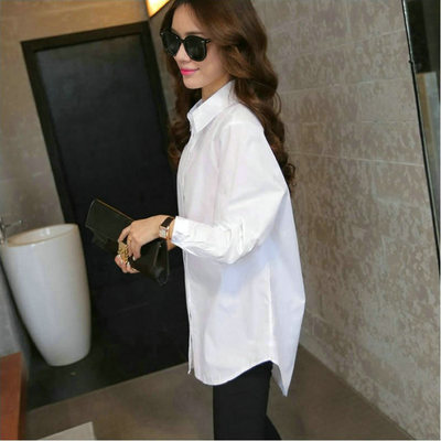 韩版单排多扣长袖纯棉中长款