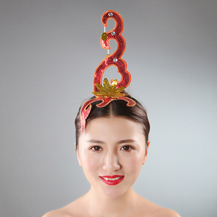 扭秧歌舞蹈广场演出绿色红色金色女成人儿童古典舞台表演舞蹈头饰