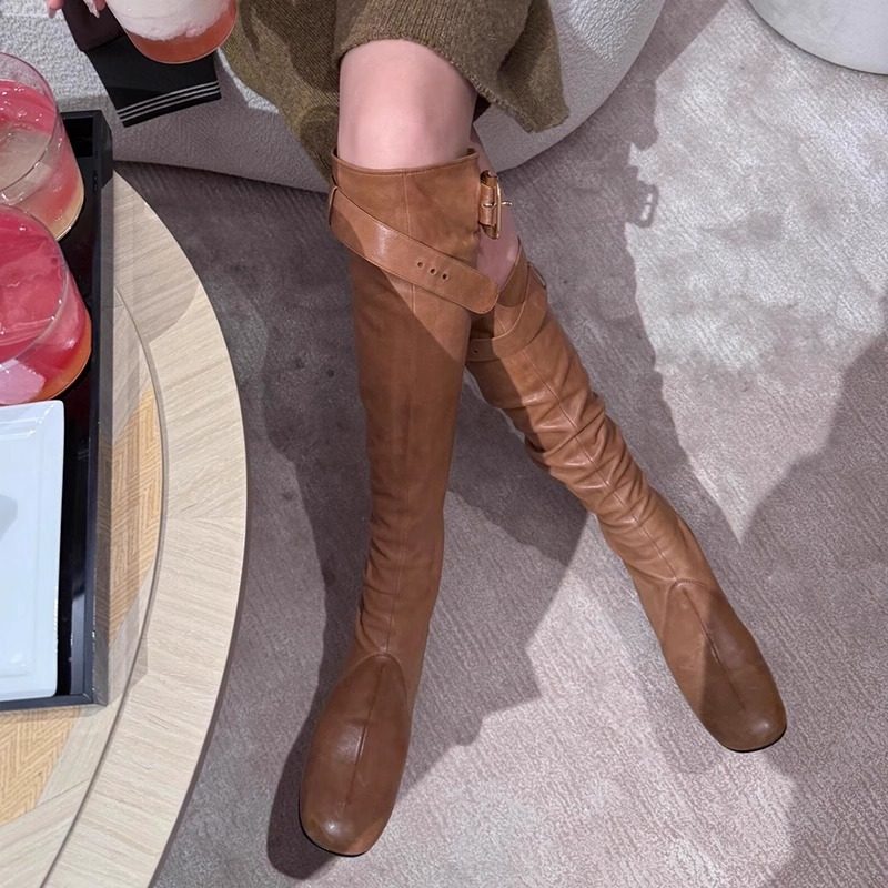 小香风皮带扣弹力瘦瘦靴女2026新款秋粗跟高跟长靴过膝靴骑士靴,女鞋,骑士靴,淘宝优惠券,粉丝福利购,淘宝优惠卷