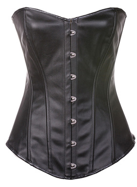 收腹护腰钢扣皮革塑身上衣 PU leather Overbust Corset XXS-6XL