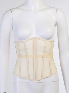 23517薄款网纱鱼骨束腰27cm女欧美新款修身网纱内外搭配性感裹胸