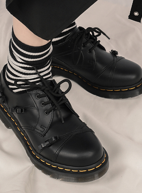 疯家自制 1461bow蝴蝶结马丁靴鞋女厚底quad单鞋可爱英伦bex小皮