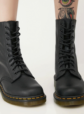 疯家自制 10孔1490马丁靴男高帮女靴子头层荔枝纹固特异机车靴子