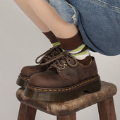 古着厚底疯马皮马丁鞋 女真皮增高复古工装 鞋 疯家自制 松糕鞋 子