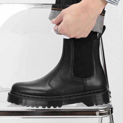 疯家定制软皮切尔西靴套筒