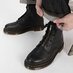 疯家定制 机车靴子 1460双拉链两穿马丁靴男英伦短靴女真皮春秋季