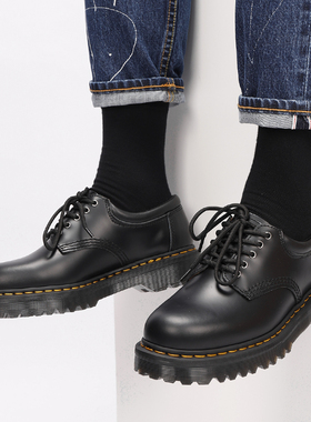 疯家自制 厚底增高quad5孔8053低帮马丁鞋男bex真皮手工皮鞋子女