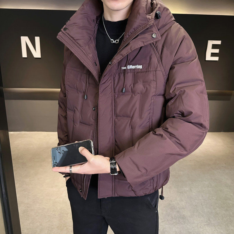 冬季新款男士连帽羽绒服韩版时尚潮流百搭轻薄保暖加厚防寒服外套