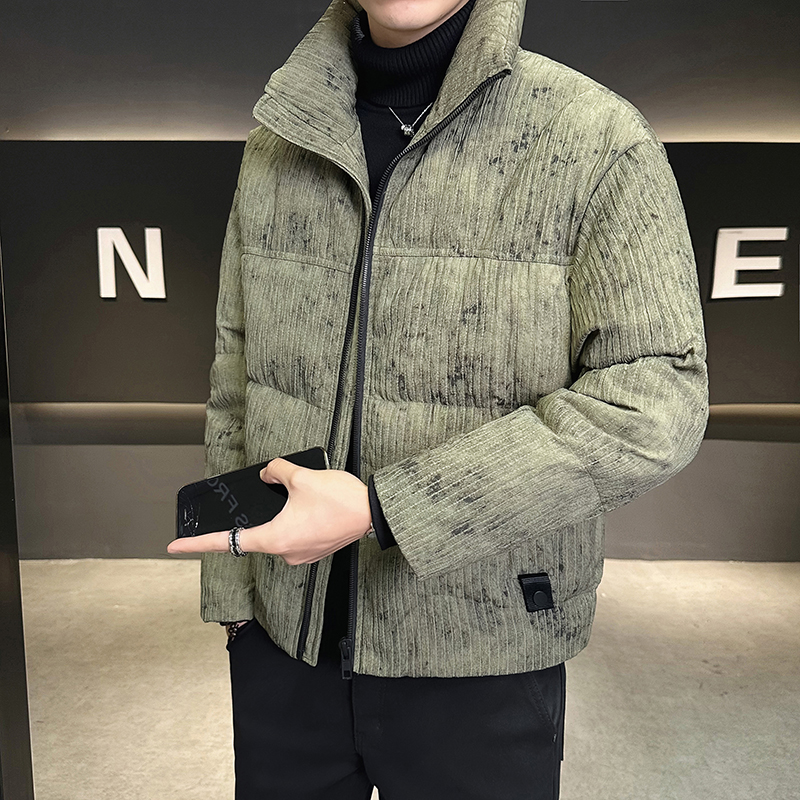 高端男士立领短款羽绒服2025冬季新款废土风90白鸭绒保暖加厚外套