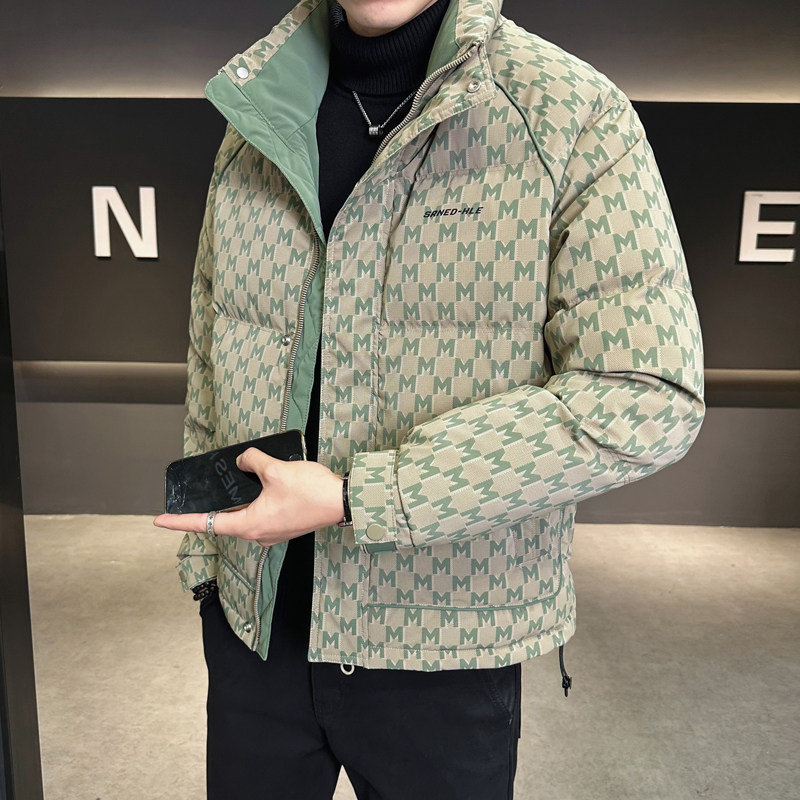 男士羽绒服冬季2025新款潮牌时尚高端外套字母印花保暖袄子衣服男