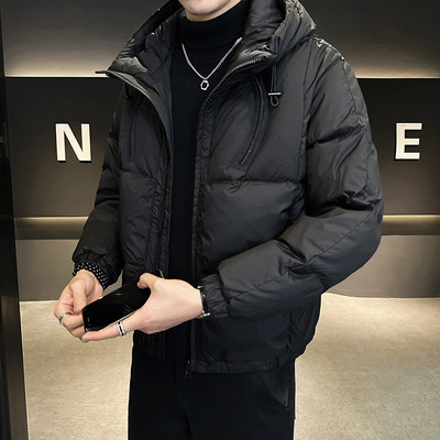 连帽羽绒服男士冬季轻薄款2025新款青年男款潮牌短款外套品牌男装