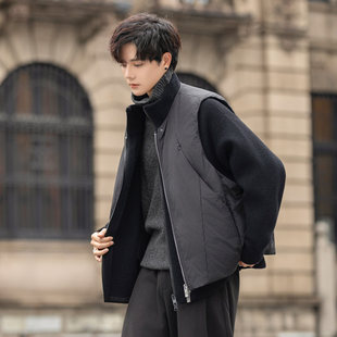 休闲宽松加厚毛衣开衫 新款 外套 2025冬季 假两件可拆卸羽绒马甲男士