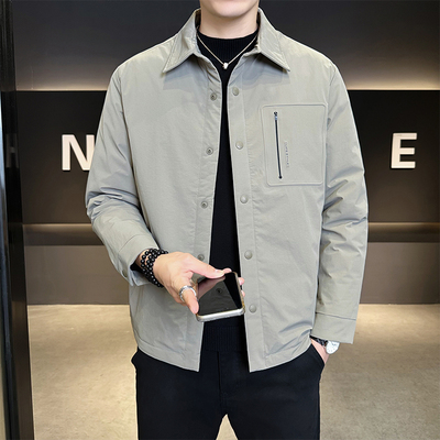 2025新款轻薄衬衫羽绒服男冬季翻领潮牌休闲帅气鸭绒修身冬装外套