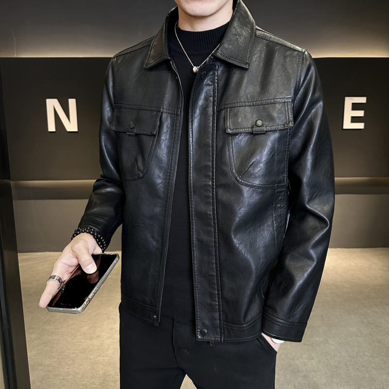 高级感痞帅皮衣男2025新款春秋季机车潮牌男士外套修身休闲皮夹克