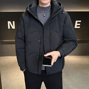 羽绒服男冬季2025新款加厚连帽高级感极寒大码高充绒量短款外套