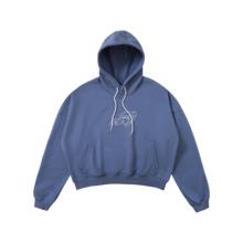 TBRE「躺人」蝙蝠袖套头连帽卫衣蓝色帽衫