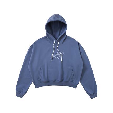 TBRE「躺人」蝙蝠袖套头连帽卫衣蓝色