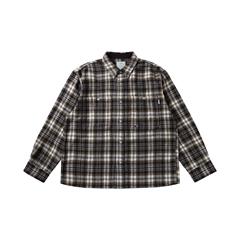 TBRE「躺人」格仔刺绣羊毛混纺衬衫