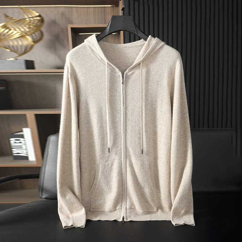 秋冬新款加厚纯山羊绒衫男开衫