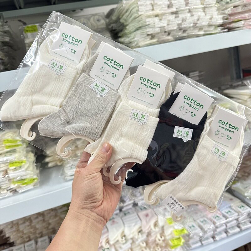 绵花王国韩系女夏季中筒薄棉袜子清新款女生袜子网眼薄款cotton k