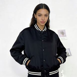 国内单26春新款 醋酸棒球服外套 女宽松夹克 休闲风闭眼入 G1美式