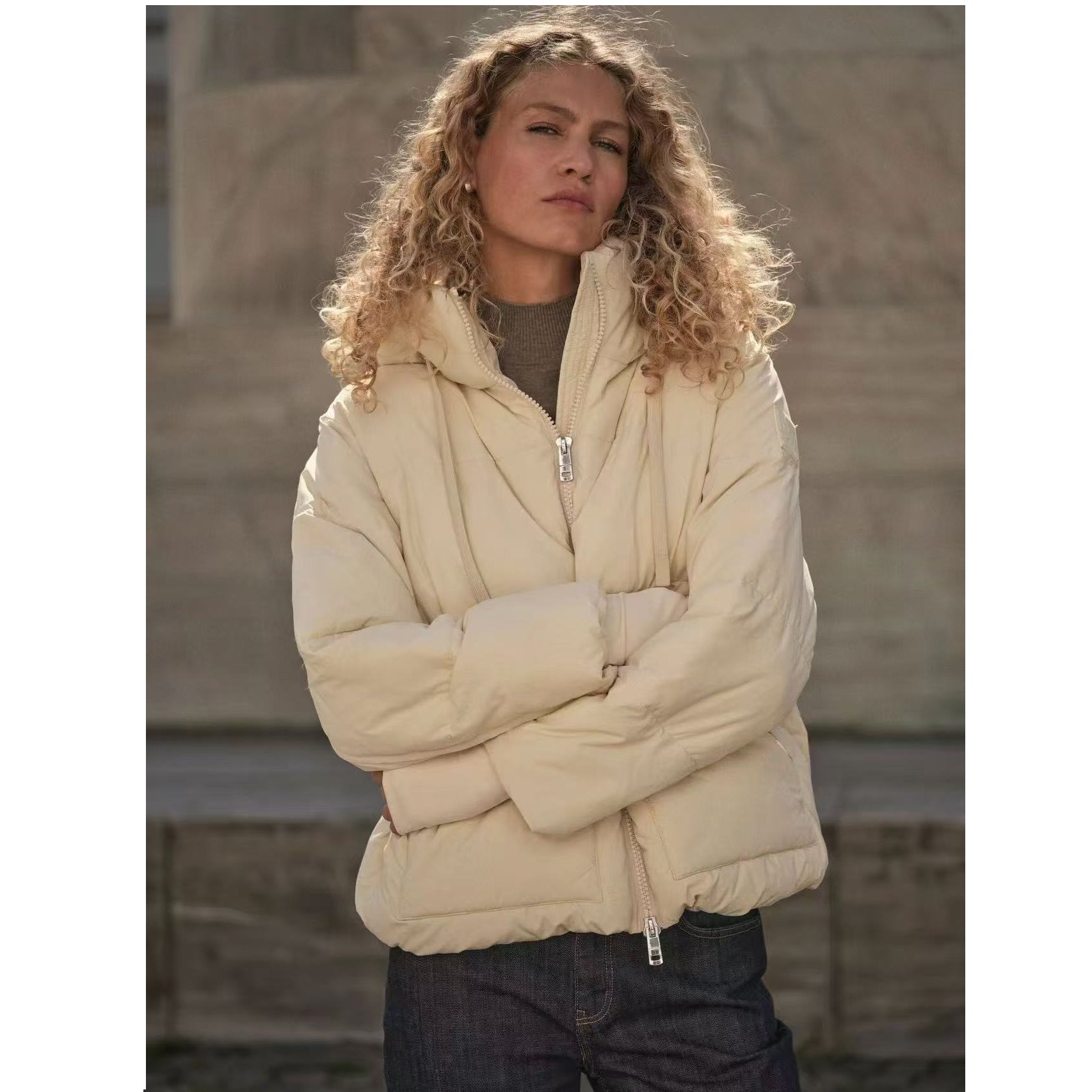 H1 219.99欧元奶霜云朵 北欧单棉服2025冬季新款女棉衣保暖面包服