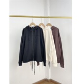 舒适莫代尔连帽拉链开衫 I4外单纯元 26春新款 卫衣上衣休闲系带外套