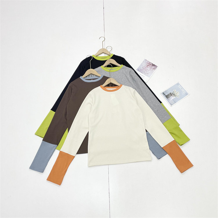 B2内里磨毛 撞色设计~日单外单冬季新款女圆领罗纹长袖打底衫柔软,女装/女士精品,T恤,淘宝优惠券,粉丝福利购,淘宝优惠卷