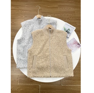 拉链背心 新款 H5外单纯元 圈圈纱羊羔毛立领马甲超级柔软上衣25冬季