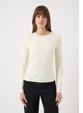 N2外单纯元~26春新款女缎面圆领罗纹柔软薄打底衫J基础白色不挑人