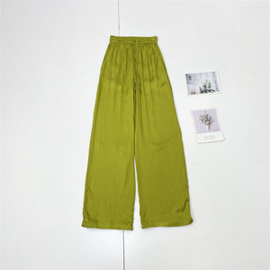 X2显白色系~流水丝滑外单纯元26春女士缎面长裤宽松休闲长裤时尚