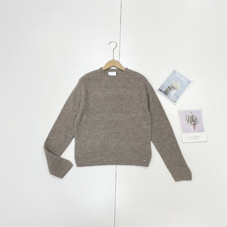 G4肌理针织衫外单纯元高品质25冬新款套头毛衣女柔软圆领提花上衣