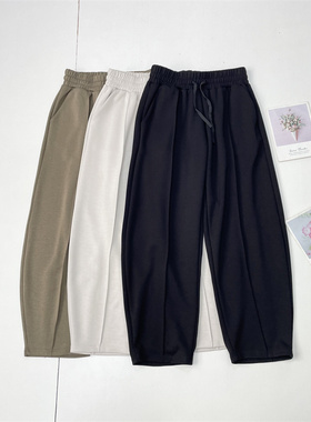 N1日单好面料~25秋新款女宽松休闲松紧腰休闲百搭弯刀脚运动长裤