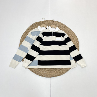 I1知名大牌经典款~韩单纯元26春新款长袖全棉宽松经典条纹上衣女