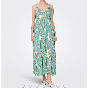 D4热带叶印花~北欧单25夏新款吊带露背装性感连衣裙礼服裙女长款