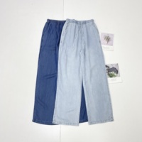 A2100%天絲褲國內(nèi)25夏新款水洗百搭藍(lán)色系牛仔褲闊腿褲直筒褲長褲