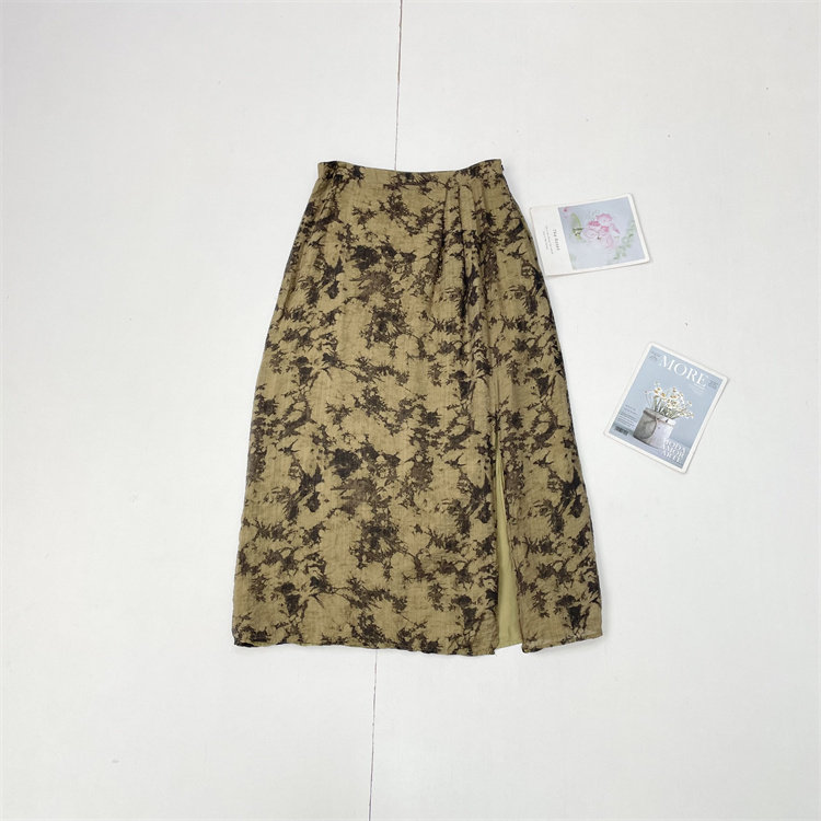 I1复古晕染开叉外单北欧单2026春夏新款女时尚半身裙中长裙水墨风,女装/女士精品,半身裙,淘宝优惠券,粉丝福利购,淘宝优惠卷