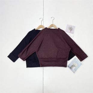 款 立领简约经典 外单纯元 法式 纯色上衣 25秋冬新款 A1无痕领口蝙蝠袖