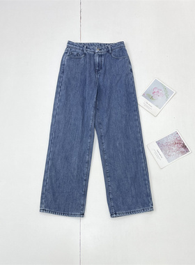 D5国内单知名pai加绒加厚牛仔裤女高腰2025冬新款水洗直筒裤百搭