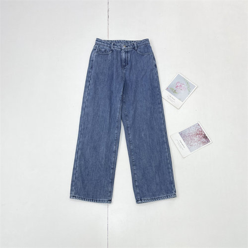 D5国内单知名pai加绒加厚牛仔裤女高腰2025冬新款水洗直筒裤百搭