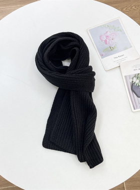 E1经典纯黑~she货25冬新款男女同款针织围巾百搭围脖长款版型