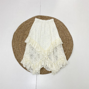 半身裙松紧腰百搭 26夏新款 D2不规则荷叶边蕾丝 高品质外单北欧单