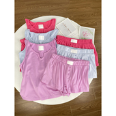 半裤 V领背心上衣短裤 可配套 P1上衣 24夏季 新款 罗纹料睡衣套装