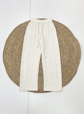 G2秋冬软糯26春新款女松紧腰减龄休闲款弯刀裤米白长裤卫裤香蕉裤