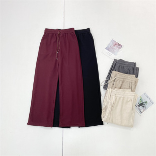 自留款 女松紧腰宽松直筒长裤 国内单25冬新款 G2加绒加绒醋酸羊毛