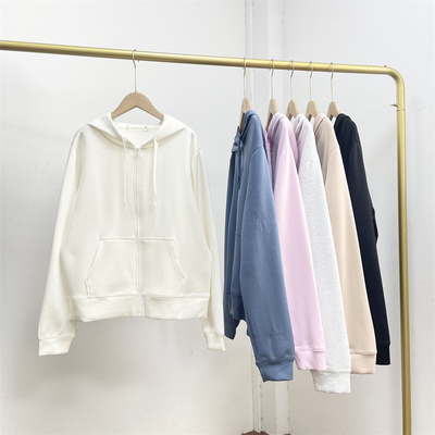 E3莫代尔触感简约百搭~北欧单外单2026春新款女连帽拉链开衫卫衣