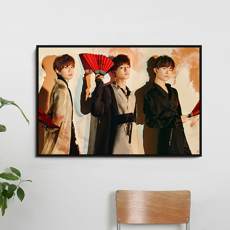 明星爱豆tfboys手工填色 diy数字油画宿舍壁画王源王俊凯易烊千玺