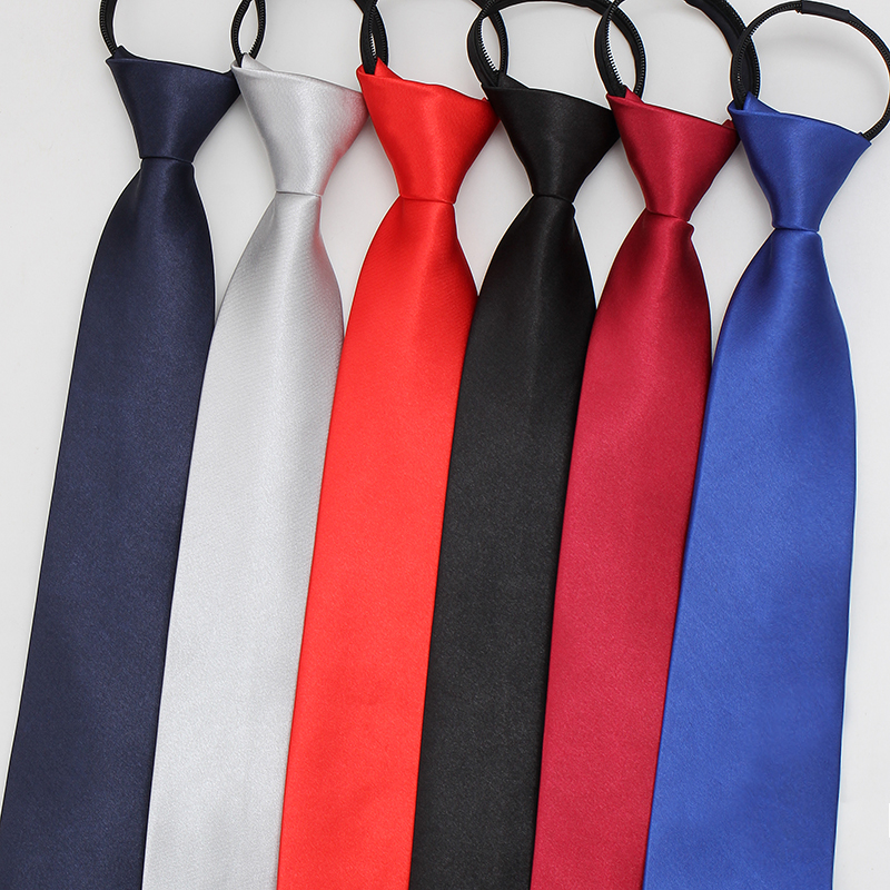 懒人拉链式领带男士正装商务职业易拉得学生免打结婚黑色8cm宽版