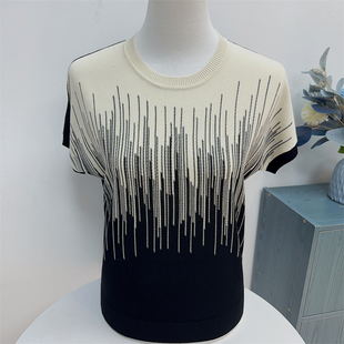 小衫 年輕媽媽夏裝 氣質上衣2025新款 中老年女裝 冰絲短袖 T恤針織衫