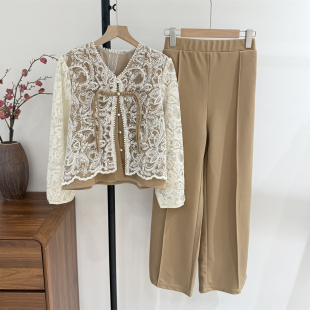 中年妈妈秋装2025新款套装中老年女装贵夫人洋气显年轻上衣40岁50